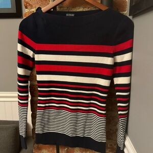 Tommy Hilfiger Women’s Pima Cotton Sweater Navy White Red Size Small